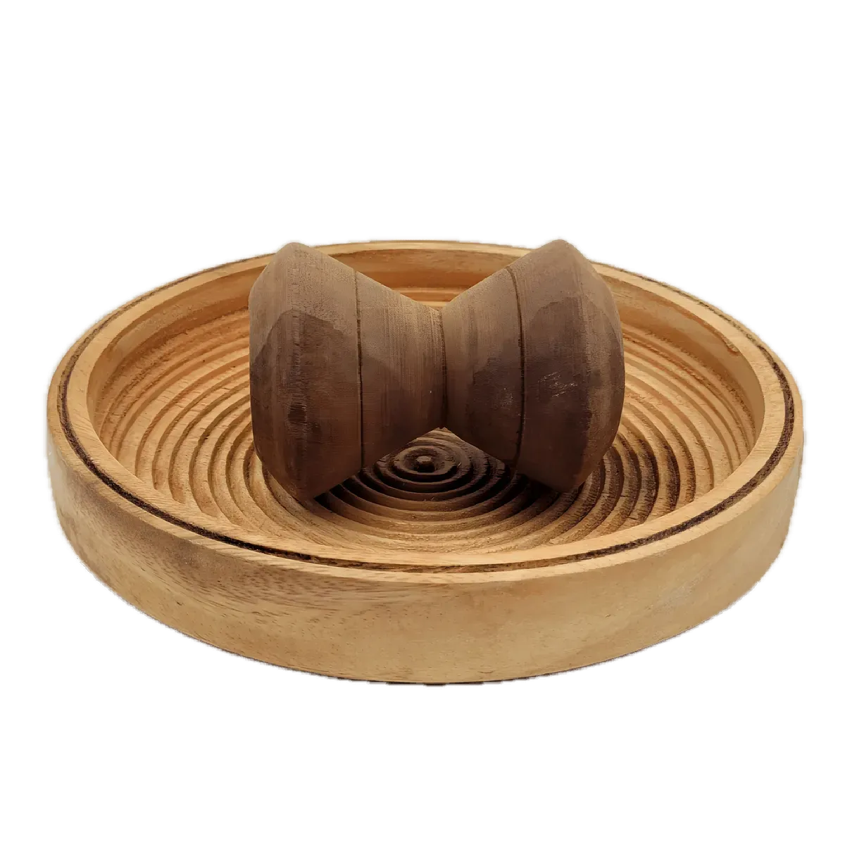 Talier en bois robuste avec surface rainurée, accessoire de cuisine idéal pour écraser et mélanger les ingrédients traditionnels.